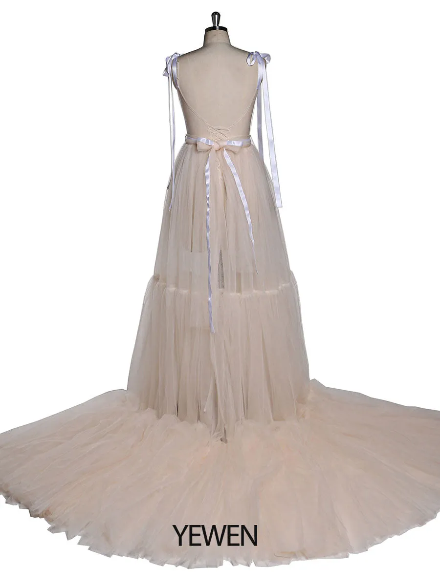V-Neck Sleeveless Sexy Slit Evening Dress for Photo Shoot YW2025