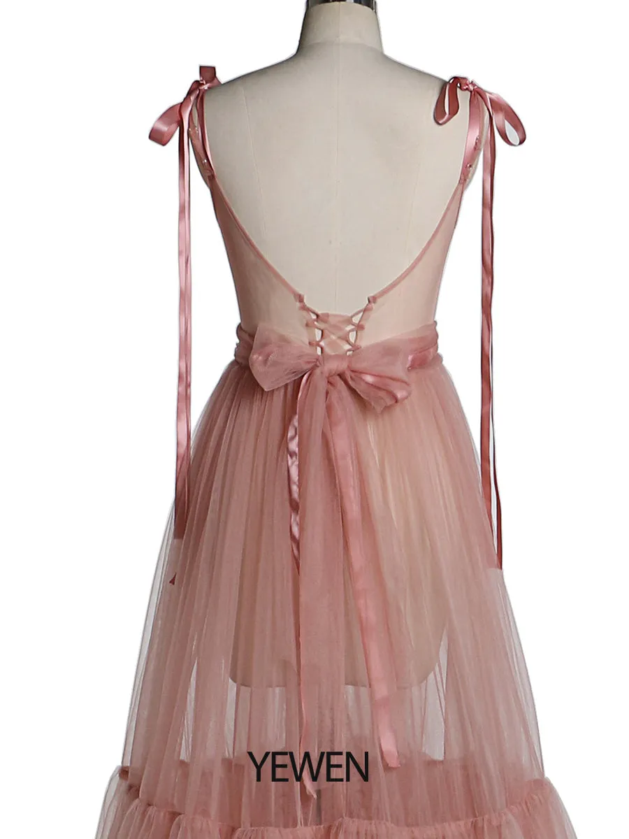 V-Neck Sleeveless Sexy Slit Evening Dress for Photo Shoot YW2025