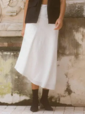 VALERY Asymmetrical Linen Skirt white