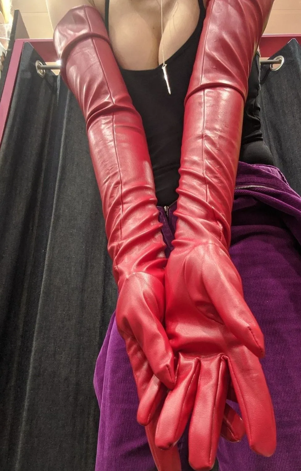 Vegan Leather Opera Length Gloves