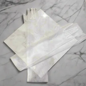 White tulle opera length gloves