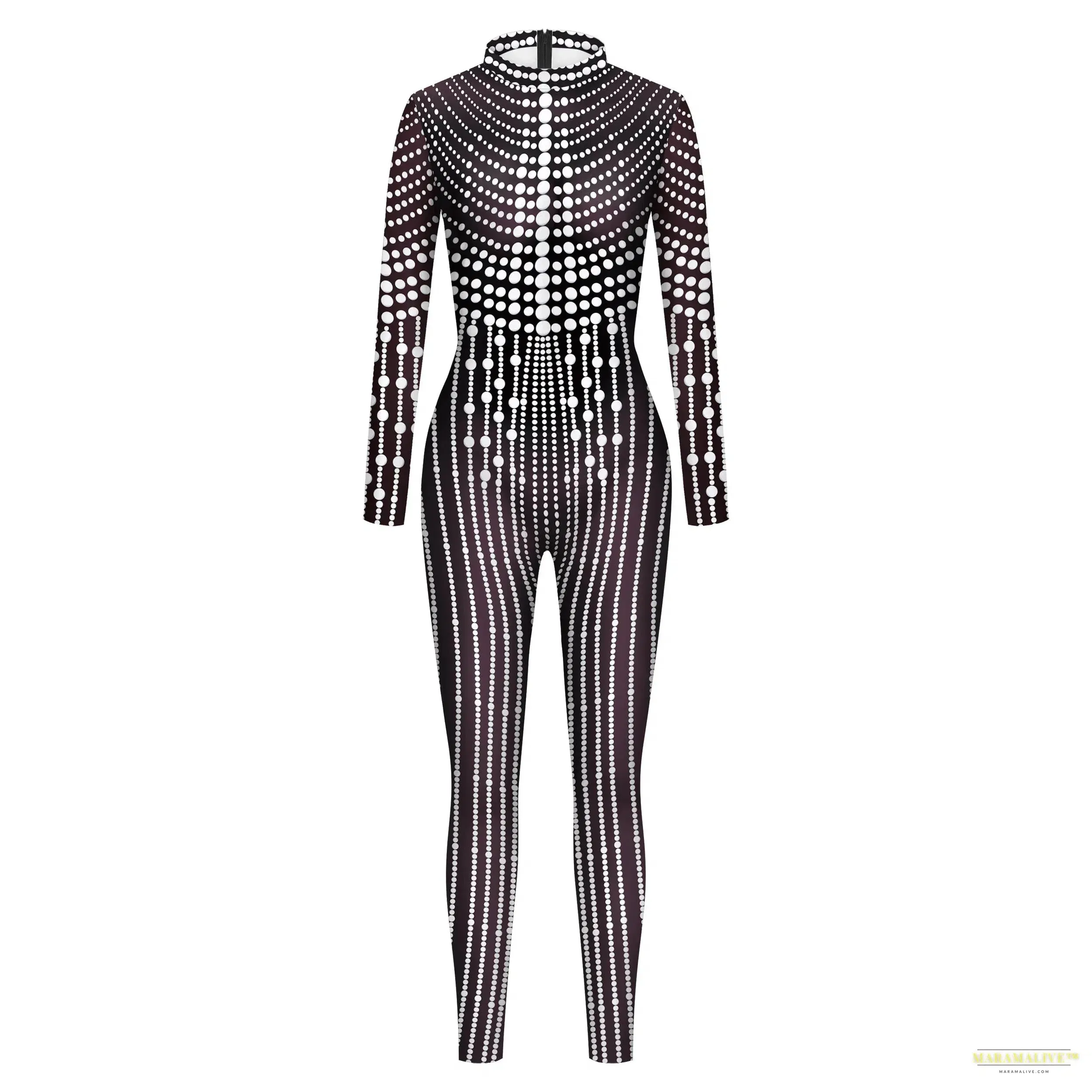 Women Jumpsuit Sequin Lace Pattern Printed Bodysuit Shiny Sexy Jumpsuit Adult Carnival Party Nightclub Outfits