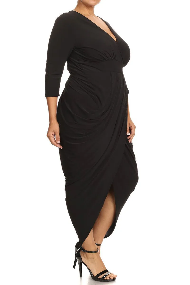 Wrapped Cross Over Maxi Sexy Plus Size Dress