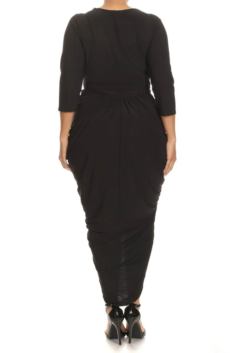 Wrapped Cross Over Maxi Sexy Plus Size Dress