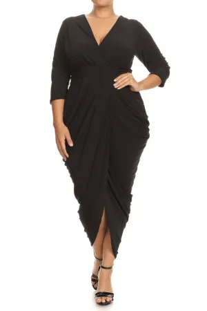 Wrapped Cross Over Maxi Sexy Plus Size Dress