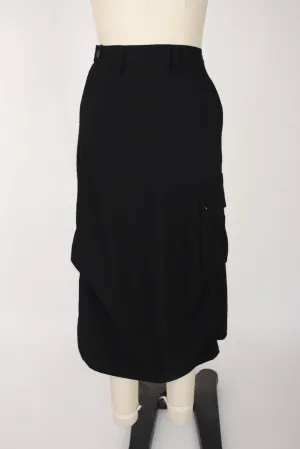 Y's Yohji Yamamoto Wool Splice Midi Skirt