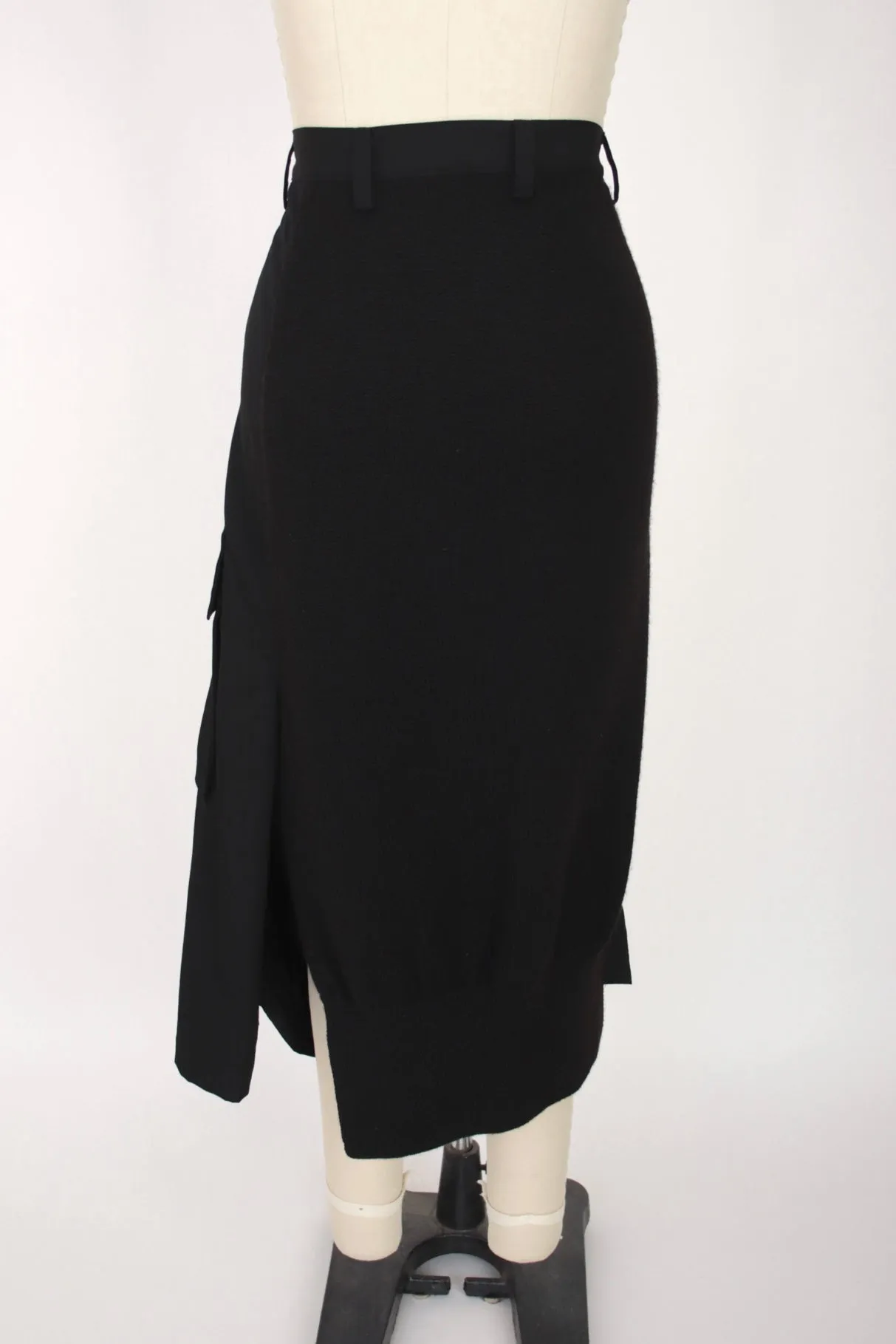 Y's Yohji Yamamoto Wool Splice Midi Skirt