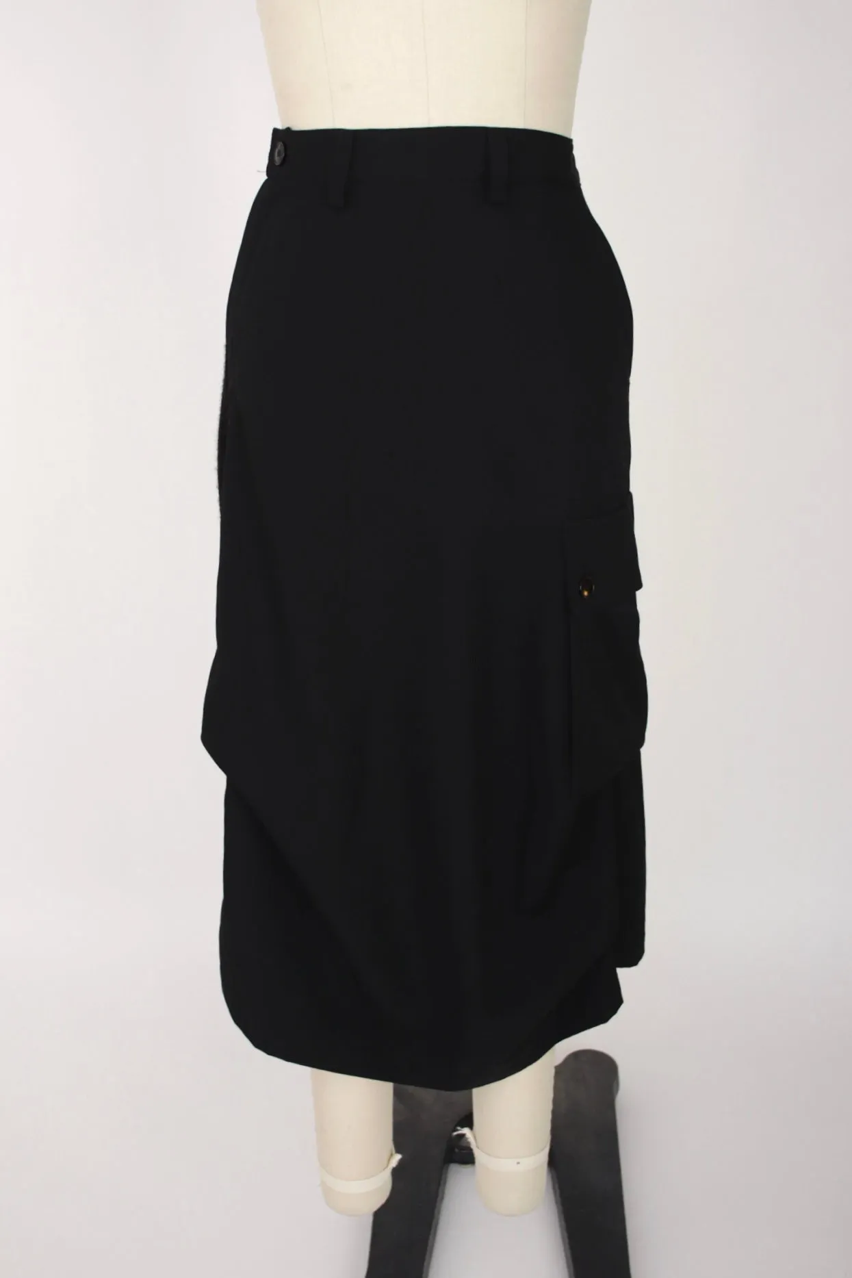 Y's Yohji Yamamoto Wool Splice Midi Skirt