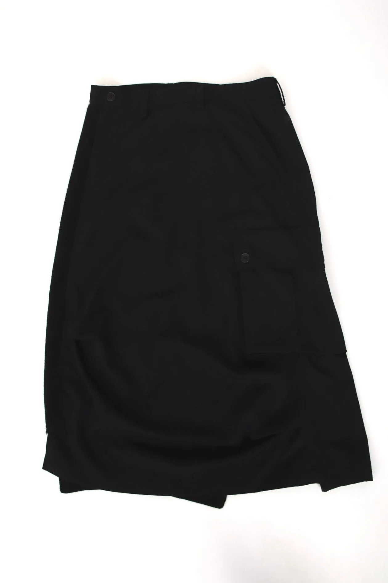 Y's Yohji Yamamoto Wool Splice Midi Skirt